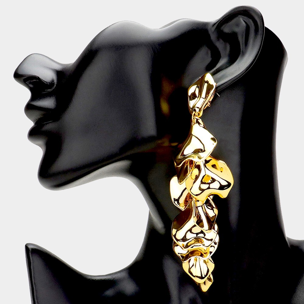 Gold Oversized Abstract Statement Earrings